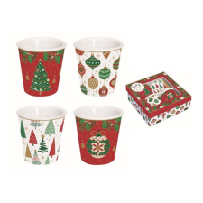 R2S.176JING Porcelán eszpresszópohár 100ml, 4 személyes, dobozban, Jingle Bells bögrék, csészék