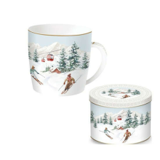 R2S.217CHAL Porcelánbögre 350ml, fémdobozban, Chalet bögrék, csészék
