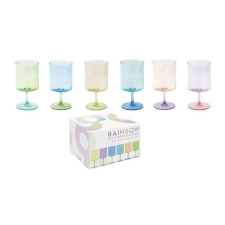  R2S.4002RAIB Boros üvegpohárszett 6 db-os, színes, 360ml, dobozban, Rainbow konyhai eszköz