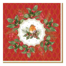 R2S.414CHBE Papírszalvéta 33x33cm, Christmas Berries, 20db-os papírárú, csomagoló és tárolóeszköz