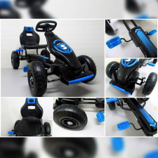 R-Sport Gokart G8 gyerekeknek, felfújható kerékkel, fekete-kék lábbal hajtható járgány