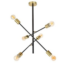 RÁBALUX Lanny loft stílusú függeszték (6xE27) fekete-arany világítás