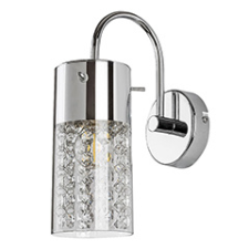 RÁBALUX Rábalux Niagara króm fali lámpa átlátszó, kristály stílusú búrával (E14), IP44 világítás