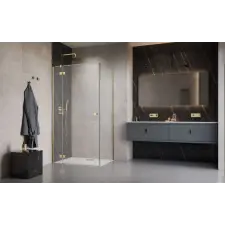 Radaway Essenza 8 Brushed Gold KDJ szögletes szálcsiszolt arany zuhanykabin 100x75 átlátszó balos kád, zuhanykabin