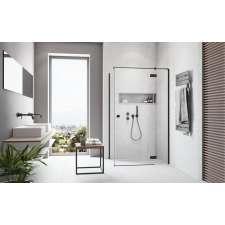Radaway Essenza Black KDJ szögletes fekete zuhanykabin 120x110 átlátszó balos kád, zuhanykabin