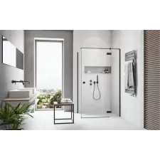 Radaway Essenza Black KDJ szögletes fekete zuhanykabin 80x75 átlátszó balos kád, zuhanykabin