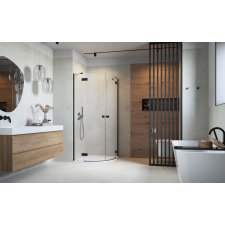 Radaway Essenza Black PDD íves fekete zuhanykabin 90x80 átlátszó kád, zuhanykabin