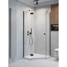 Radaway Essenza Black PTJ szögletes fekete zuhanykabin 100x90 átlátszó jobbos kád, zuhanykabin