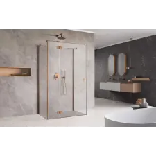Radaway Essenza Brushed Copper KDJ+S szögletes szálcsiszolt réz zuhanykabin 120x100 átlátszó jobbos kád, zuhanykabin