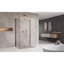 Radaway ?Essenza Brushed Copper ?KDJ+S ?szögletes ?szálcsiszolt réz zuhanykabin 120x110 átlátszó balos kád, zuhanykabin