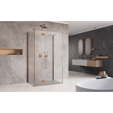 Radaway ?Essenza Brushed Copper ?KDJ+S ?szögletes ?szálcsiszolt réz zuhanykabin 80x75 átlátszó balos kád, zuhanykabin