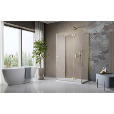 Radaway ?Essenza Brushed Gold ?KDJ+S ?szögletes ?szálcsiszolt arany zuhanykabin 100x80 átlátszó balos kád, zuhanykabin