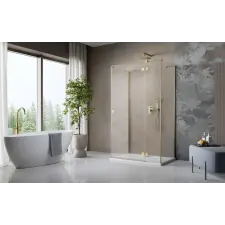 Radaway Essenza Brushed Gold KDJ+S szögletes szálcsiszolt arany zuhanykabin 120x110 átlátszó jobbos kád, zuhanykabin