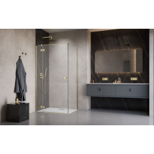 Radaway Essenza Brushed Gold ?KDJ szögletes ?szálcsiszolt arany zuhanykabin 120x80 átlátszó balos kád, zuhanykabin