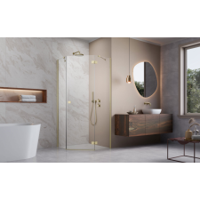 Radaway Essenza Brushed Gold ?PTJ ?szögletes ?szálcsiszolt arany zuhanykabin 90x80 átlátszó kád, zuhanykabin