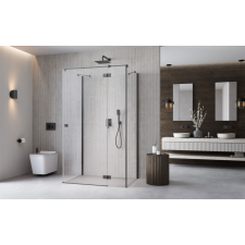 Radaway ?Essenza Brushed GunMetal ?KDJ+S ?szögletes ?szálcsiszolt fegyvermetál zuhanykabin 80x80 átlátszó jobbos kád, zuhanykabin