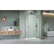 Radaway Essenza Brushed GunMetal ?KDJ szögletes ?szálcsiszolt fegyvermetál zuhanykabin 80x100 átlátszó balos kád, zuhanykabin