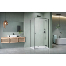Radaway Essenza Brushed GunMetal ?KDJ szögletes ?szálcsiszolt fegyvermetál zuhanykabin 80x90 átlátszó balos kád, zuhanykabin