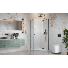 Radaway Essenza Brushed GunMetal ?PTJ ?szögletes ?szálcsiszolt fegyvermetál zuhanykabin 80x80 átlátszó kád, zuhanykabin