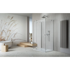 Radaway ?Essenza Brushed Nickel ?KDJ+S ?szögletes ?szálcsiszolt króm zuhanykabin 80x110 átlátszó jobbos kád, zuhanykabin