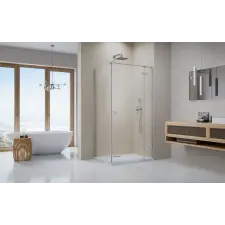 Radaway Essenza Brushed Nickel ?KDJ szögletes ?szálcsiszolt króm zuhanykabin 110x80 átlátszó balos kád, zuhanykabin