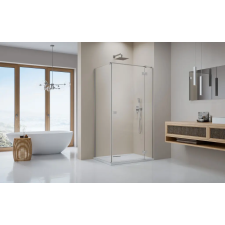Radaway Essenza Brushed Nickel ?KDJ szögletes ?szálcsiszolt króm zuhanykabin 80x75 átlátszó jobbos kád, zuhanykabin