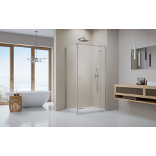 Radaway Essenza Brushed Nickel ?KDJ szögletes ?szálcsiszolt króm zuhanykabin 80x90 átlátszó jobbos kád, zuhanykabin