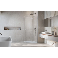 Radaway Essenza Brushed Nickel PTJ szögletes szálcsiszolt króm zuhanykabin 80x100 átlátszó kád, zuhanykabin