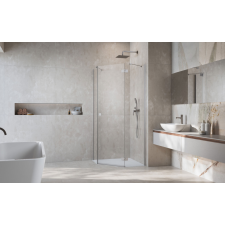 Radaway Essenza Brushed Nickel ?PTJ ?szögletes ?szálcsiszolt króm zuhanykabin 90x100 átlátszó kád, zuhanykabin