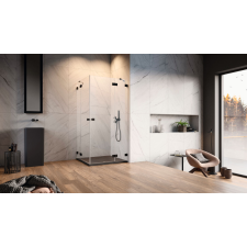 Radaway Essenza Pro Black KDD szögletes fekete zuhanykabin 80x100 átlátszó kád, zuhanykabin