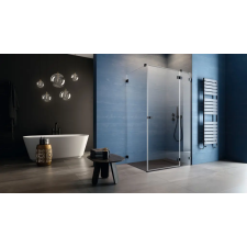 Radaway Essenza Pro Black KDJ szögletes fekete zuhanykabin 110x120 átlátszó balos kád, zuhanykabin