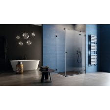 Radaway Essenza Pro Black KDJ szögletes fekete zuhanykabin 80x90 átlátszó balos kád, zuhanykabin