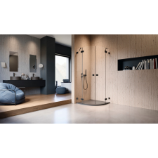 Radaway Essenza Pro Black PDD íves fekete zuhanykabin 90x100 átlátszó kád, zuhanykabin