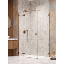 Radaway Essenza Pro Brushed Copper KDJ szögletes szálcsiszolt réz zuhanykabin 80x75 átlátszó balos kád, zuhanykabin