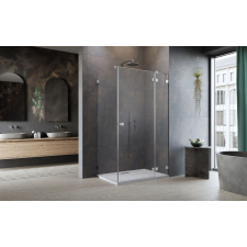 Radaway Essenza Pro Brushed Nickel KDJ szögletes szálcsiszolt króm zuhanykabin 120x100 átlátszó balos kád, zuhanykabin