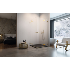Radaway Essenza Pro Gold KDD szögletes arany zuhanykabin 90x80 átlátszó kád, zuhanykabin