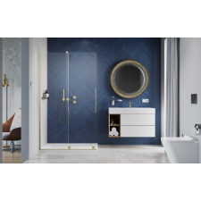 Radaway Furo Brushed Gold Walk-in szálcsiszolt arany zuhanyfal 90 balos átlátszó kád, zuhanykabin