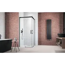 Radaway Idea Black KDD szögletes fekete zuhanykabin 80x100 átlátszó kád, zuhanykabin