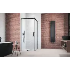 Radaway Idea Black KDD szögletes fekete zuhanykabin 90x80 átlátszó kád, zuhanykabin