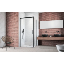Radaway Idea Black KDJ szögletes fekete zuhanykabin 110x100 átlátszó jobbos kád, zuhanykabin