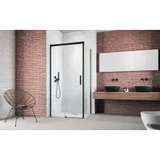 Radaway Idea Black KDJ szögletes fekete zuhanykabin 150x80 átlátszó balos kád, zuhanykabin