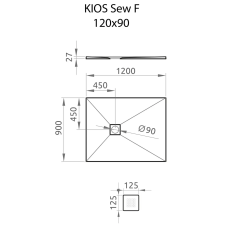 Radaway Kios SEw F szögletes lapos zuhanytálca 120x90 fehér, ajándék szifonnal kád, zuhanykabin