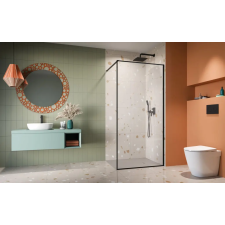 Radaway Modo F II Black Walk-in fekete zuhanyfal 50 átlátszó kád, zuhanykabin