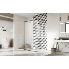 Radaway Modo New Black I Frame Walk-in fekete zuhanyfal 130 átlátszó kád, zuhanykabin