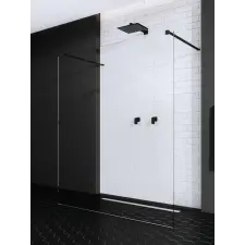 Radaway Modo New Black I Walk-in fekete zuhanyfal 160 átlátszó kád, zuhanykabin
