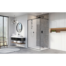 Radaway Modo New Black II Frame Walk-in fekete zuhanyfal 125 átlátszó kád, zuhanykabin