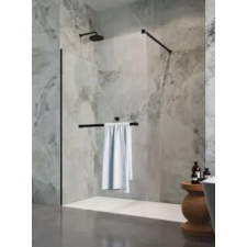 Radaway Modo New Black II Walk-in fekete zuhanyfal törölközőtartóval 140 kád, zuhanykabin