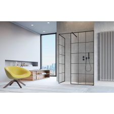Radaway Modo New Black III Factory Walk-in fekete zuhanyfal 50x50 átlátszó kád, zuhanykabin