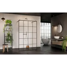 Radaway Modo X Black I Factory Walk-in fekete zuhanyfal 160 átlátszó kád, zuhanykabin