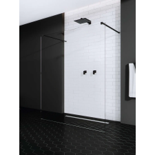 Radaway Modo X Black I Walk-in fekete zuhanyfal 140 átlátszó kád, zuhanykabin